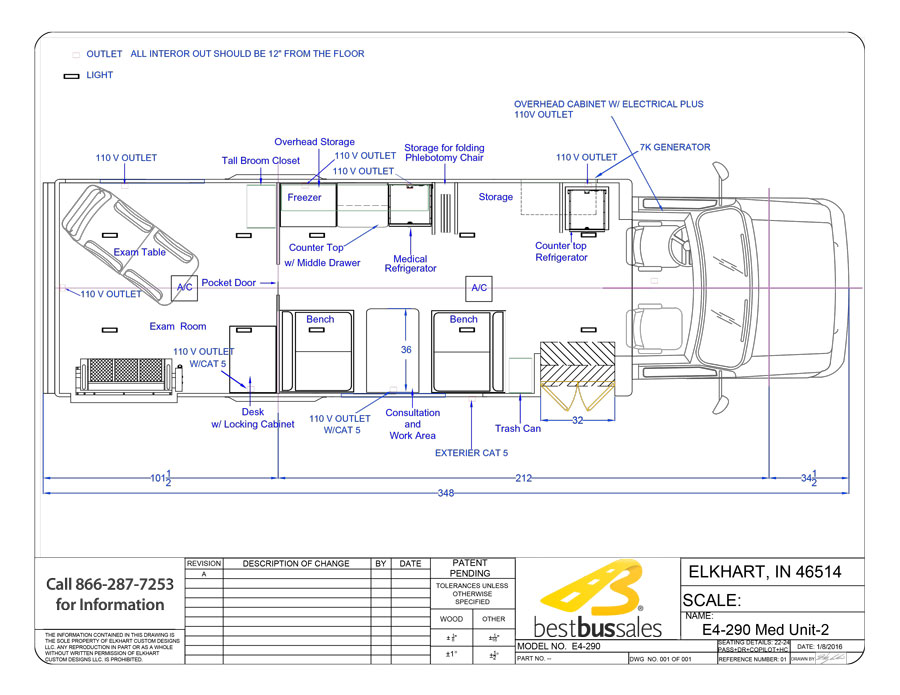 E4-290 1-chair with w.c. lift interior drawing